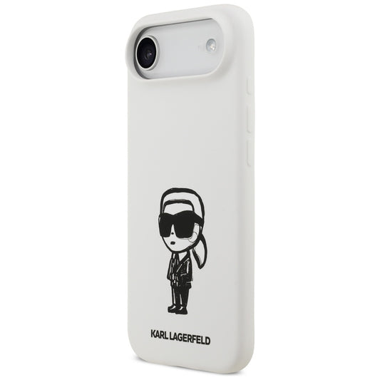 Etui til Apple iPhone 17 Air, Karl Lagerfeld, Sketch and Logo Karl, Hvid