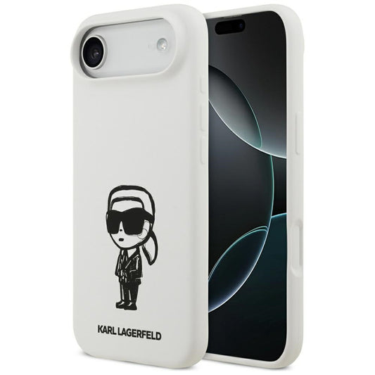 Etui til Apple iPhone 17 Air, Karl Lagerfeld, Sketch and Logo Karl, Hvid
