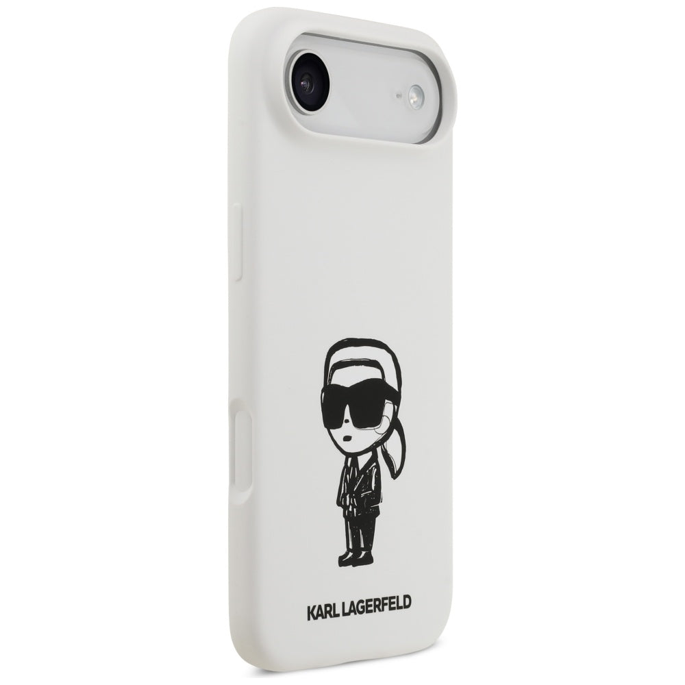 Etui til Apple iPhone 17 Air, Karl Lagerfeld, Sketch and Logo Karl, Hvid