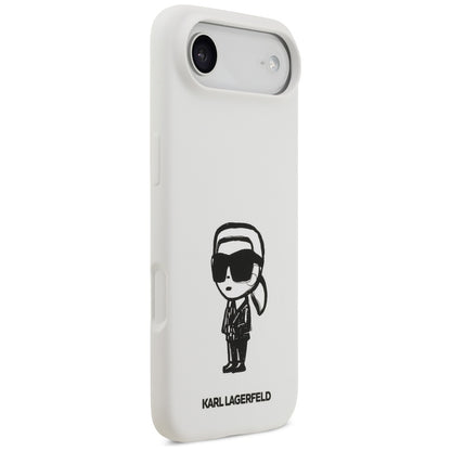 Etui til Apple iPhone 17 Air, Karl Lagerfeld, Sketch and Logo Karl, Hvid