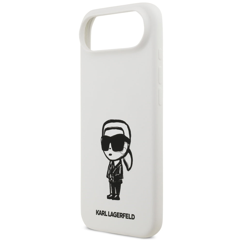 Etui til Apple iPhone 17 Air, Karl Lagerfeld, Sketch and Logo Karl, Hvid
