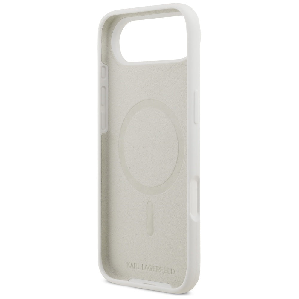 Etui til Apple iPhone 17 Air, Karl Lagerfeld, Sketch and Logo Karl, Hvid