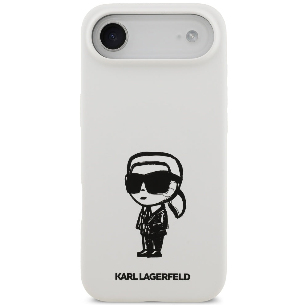 Etui til Apple iPhone 17 Air, Karl Lagerfeld, Sketch and Logo Karl, Hvid