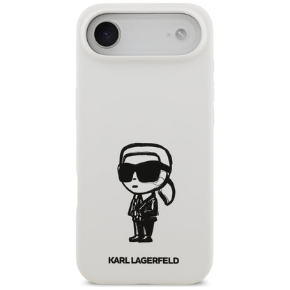 Etui til Apple iPhone 17 Air, Karl Lagerfeld, Sketch and Logo Karl, Hvid