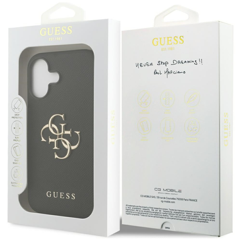 Etui til Apple iPhone 17, Guess, 4G Grained Big and Classic Logo, Sort
