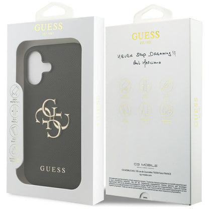 Etui til Apple iPhone 17, Guess, 4G Grained Big and Classic Logo, Sort
