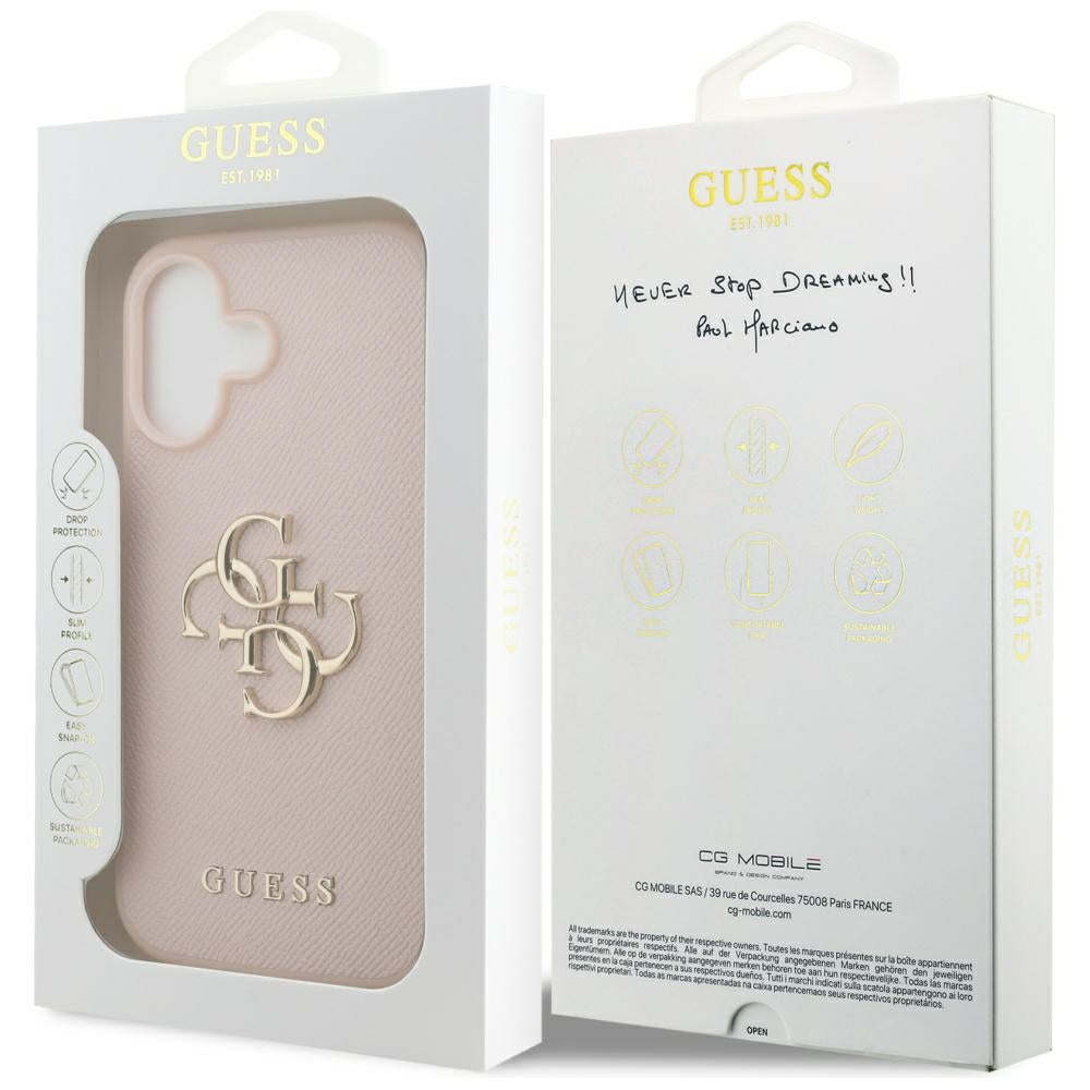 Etui til Apple iPhone 17, Guess, 4G Grained Big and Classic Logo, Pink