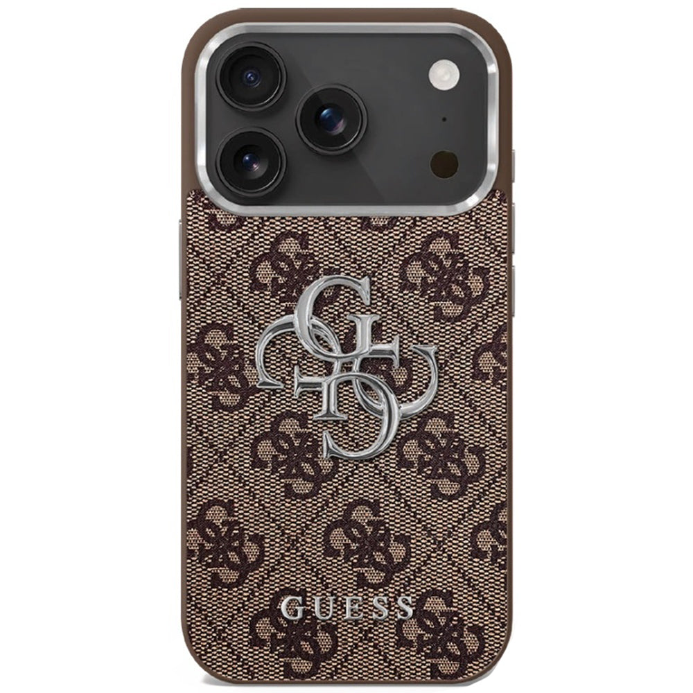 Etui til Apple iPhone 17, Guess, Big 4G Logo Classic, Brun Sølvfarvet
