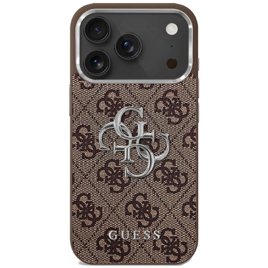 Etui til Apple iPhone 17, Guess, Big 4G Logo Classic, Brun Sølvfarvet