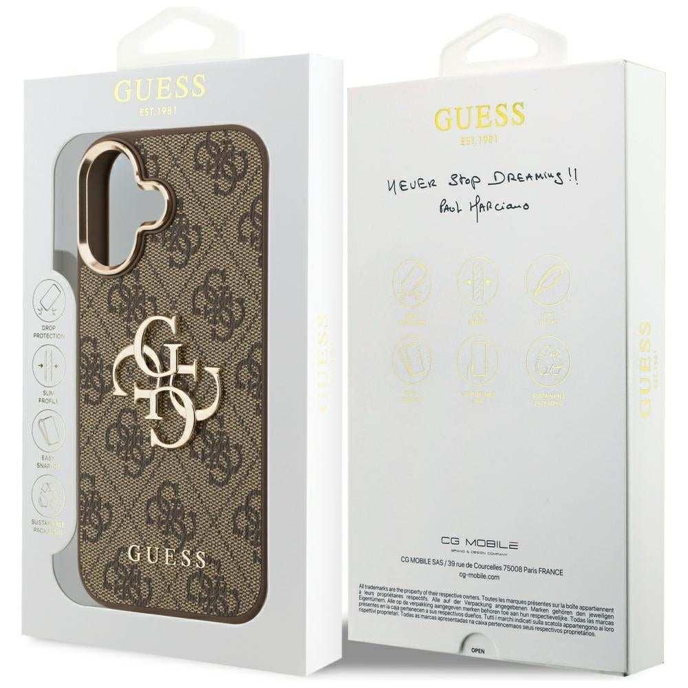 Etui til Apple iPhone 17, Guess, Big 4G Logo Classic, Gylden Brun