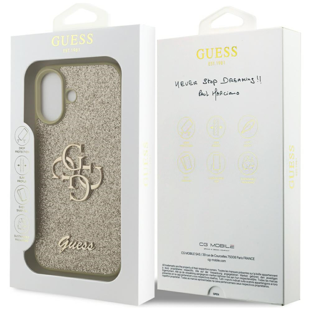 Etui til Apple iPhone 17, Guess, Fixed Glitter Big 4G, Gylden