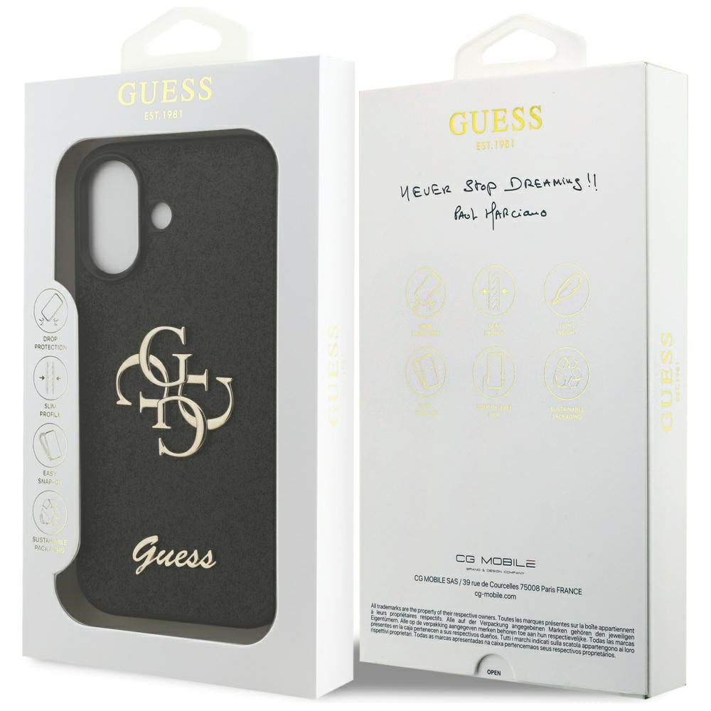 Case for Apple iPhone 17, Guess, Fixed Glitter Big 4G, Black