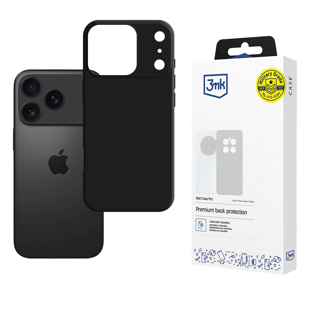 Etui til Apple iPhone 17 Pro, 3MK, Matt Pro, Sort