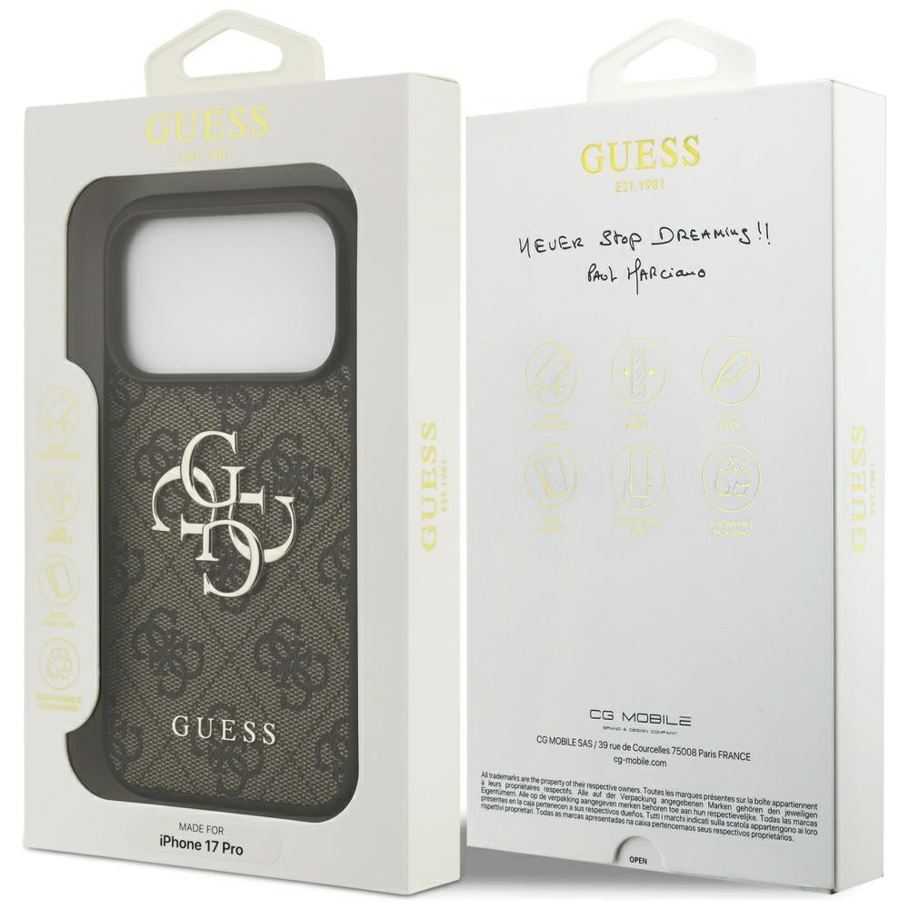 Etui til Apple iPhone 17 Pro, Guess, 4G Big Logo, Brun