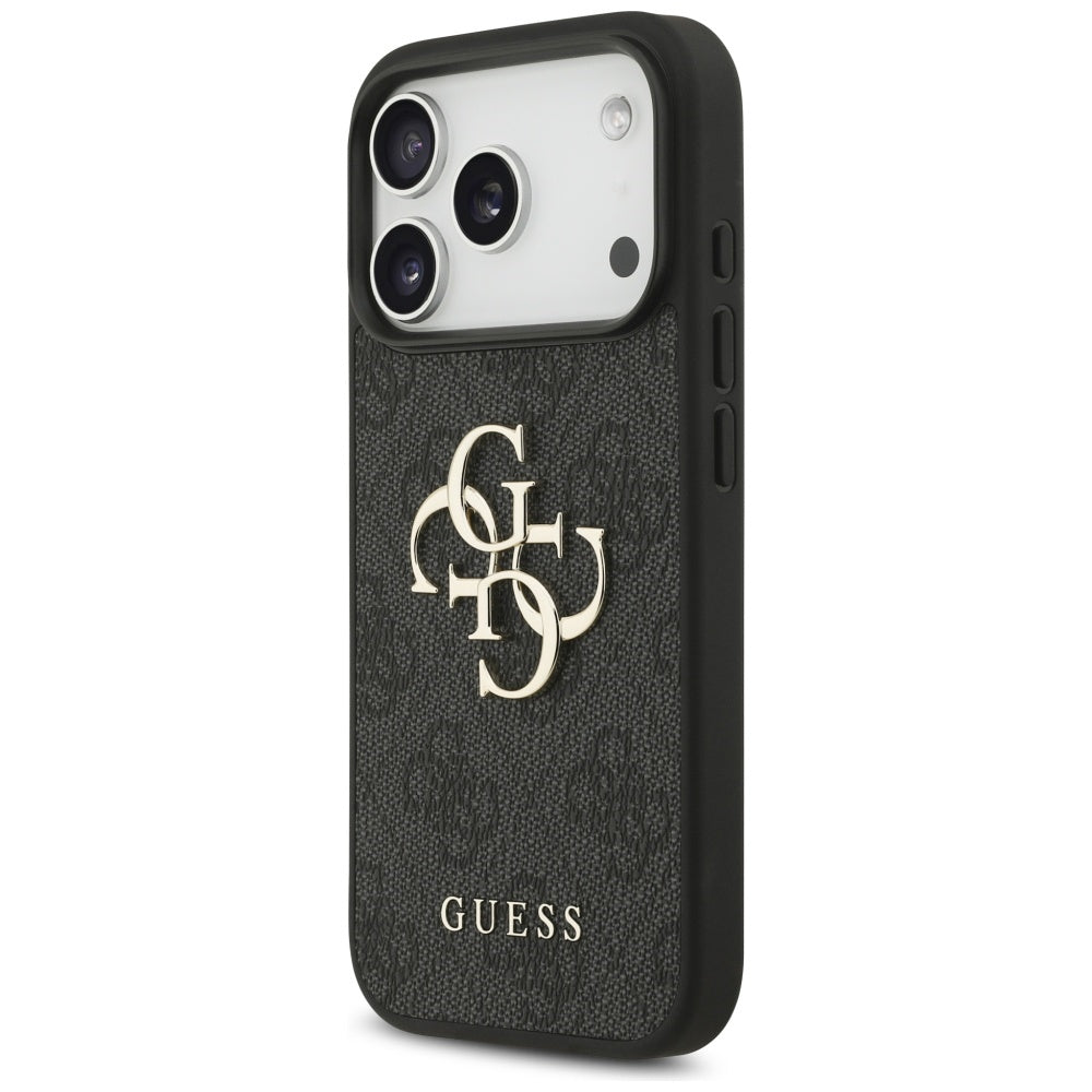 Etui til Apple iPhone 17 Pro, Guess, 4G Classic Logo med rem, Sort
