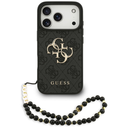 Etui til Apple iPhone 17 Pro, Guess, 4G Classic Logo med rem, Sort