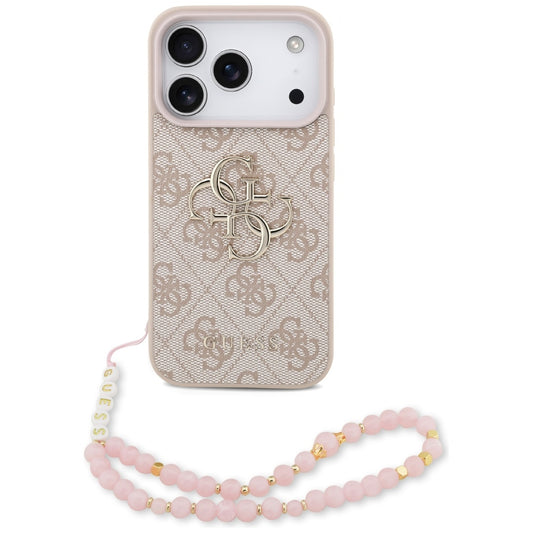 Etui til Apple iPhone 17 Pro, Guess, 4G Classic Logo med rem, Pink