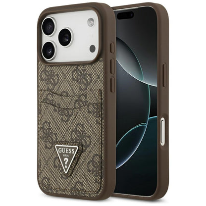 Etui til Apple iPhone 17 Pro, Guess, 4G Double Card Triangle, Brun
