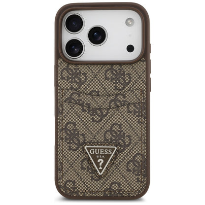 Etui til Apple iPhone 17 Pro, Guess, 4G Double Card Triangle, Brun