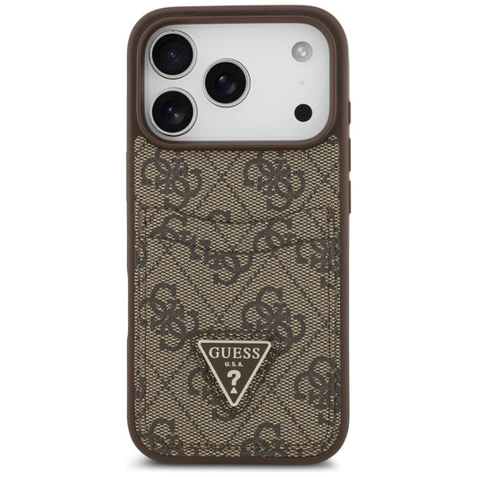 Etui til Apple iPhone 17 Pro, Guess, 4G Double Card Triangle, Brun