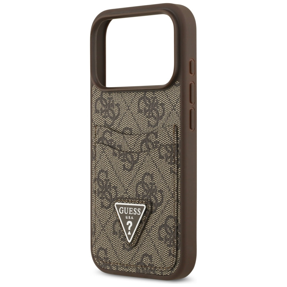 Etui til Apple iPhone 17 Pro, Guess, 4G Double Card Triangle, Brun