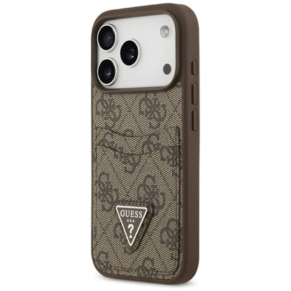 Etui til Apple iPhone 17 Pro, Guess, 4G Double Card Triangle, Brun