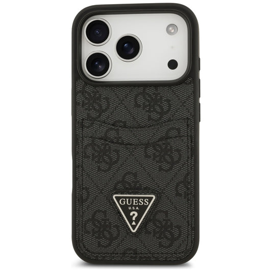 Etui til Apple iPhone 17 Pro, Guess, 4G Double Card Triangle, Sort