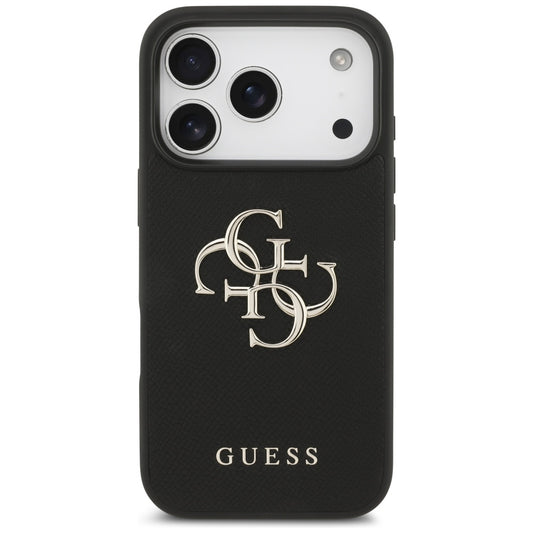 Etui til Apple iPhone 17 Pro, Guess, 4G Grained Big and Classic Logo, Sort
