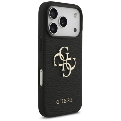 Case for Apple iPhone 17 Pro, Guess, 4G Grained Big and Classic Logo, Black