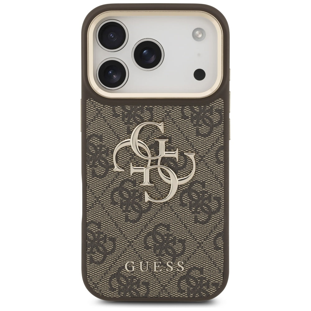 Etui til Apple iPhone 17 Pro, Guess, Big 4G Classic Logo med stor rem, Brun