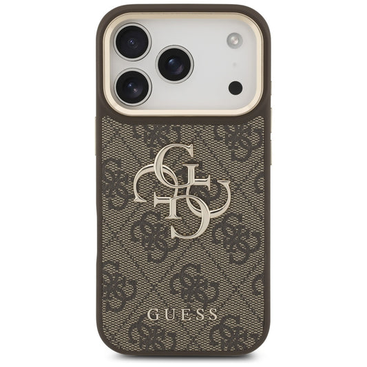 Etui til Apple iPhone 17 Pro, Guess, Big 4G Classic Logo med stor rem, Brun