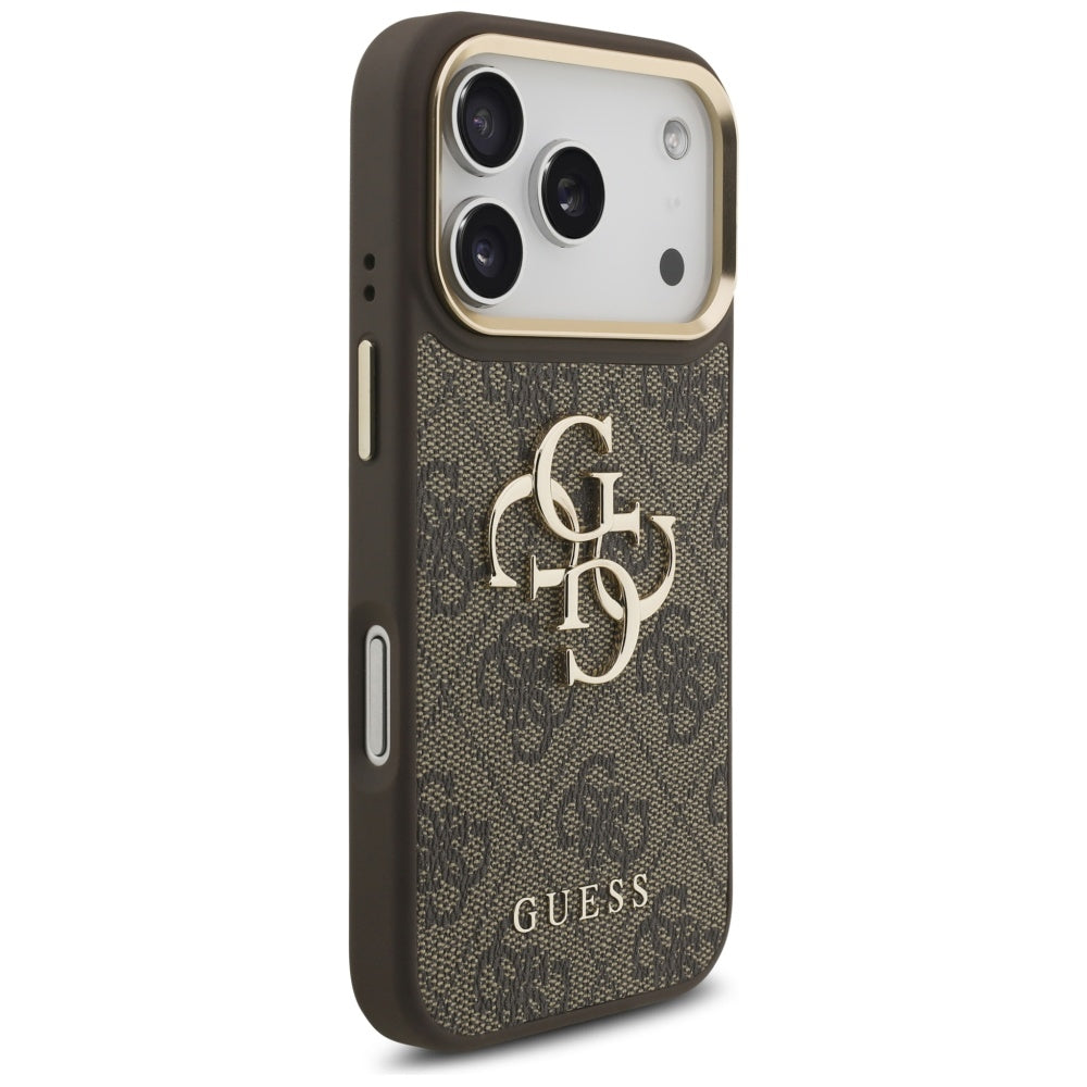 Etui til Apple iPhone 17 Pro, Guess, Big 4G Classic Logo med stor rem, Brun