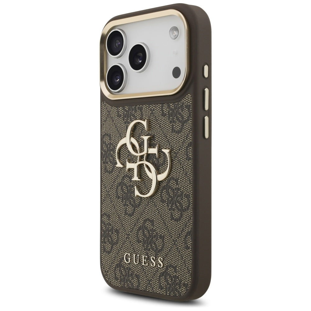 Etui til Apple iPhone 17 Pro, Guess, Big 4G Classic Logo med stor rem, Brun