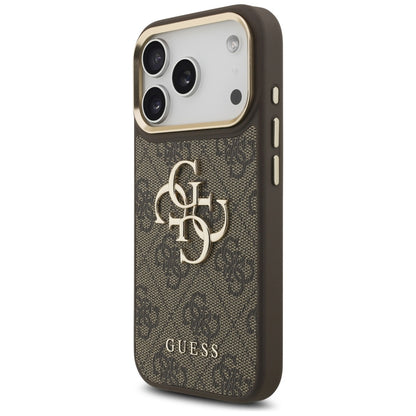Etui til Apple iPhone 17 Pro, Guess, Big 4G Classic Logo med stor rem, Brun
