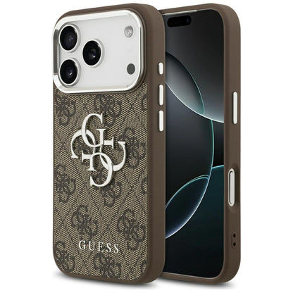 Etui til Apple iPhone 17 Pro, Guess, Big 4G Logo Classic, Brun Sølvfarvet