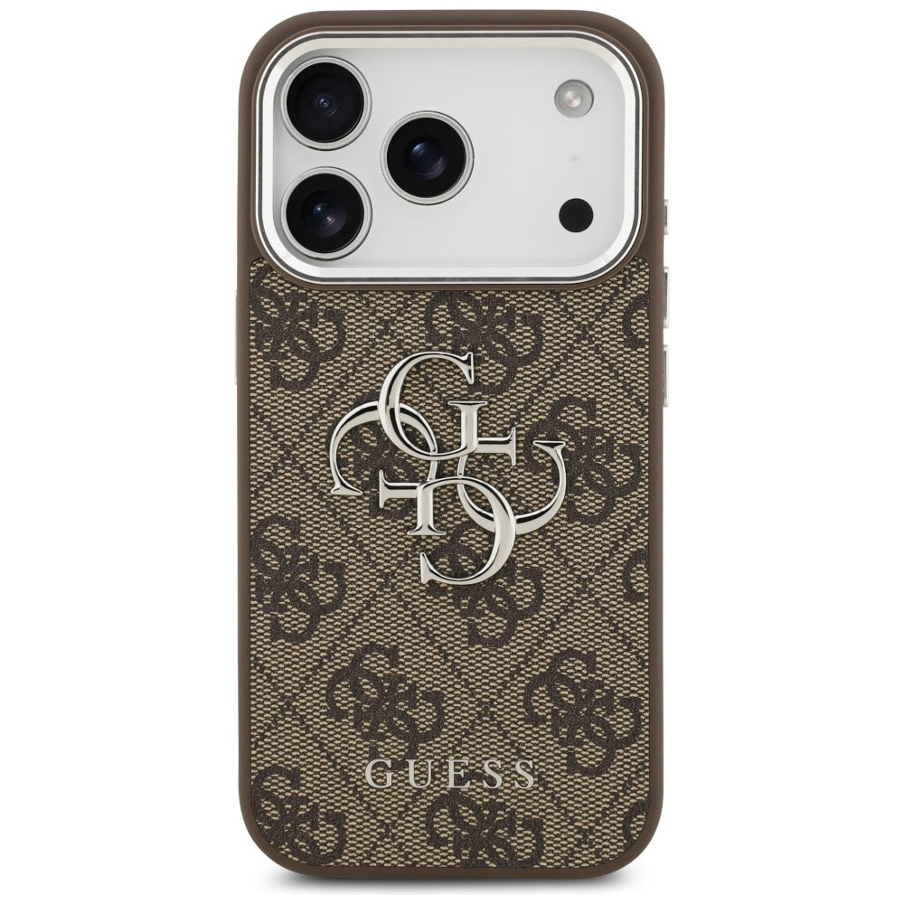 Etui til Apple iPhone 17 Pro, Guess, Big 4G Logo Classic, Brun Sølvfarvet
