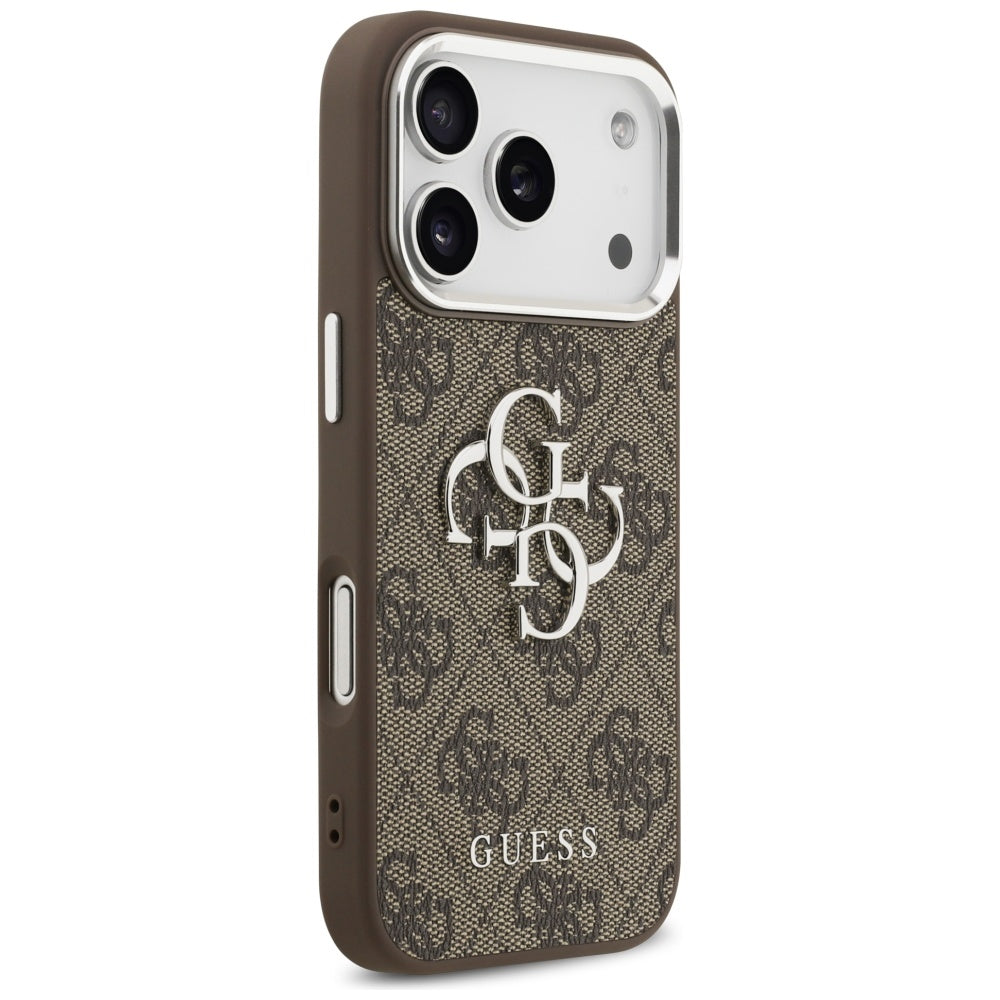 Etui til Apple iPhone 17 Pro, Guess, Big 4G Logo Classic, Brun Sølvfarvet
