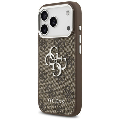 Etui til Apple iPhone 17 Pro, Guess, Big 4G Logo Classic, Brun Sølvfarvet