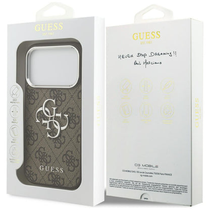 Etui til Apple iPhone 17 Pro, Guess, Big 4G Logo Classic, Brun Sølvfarvet