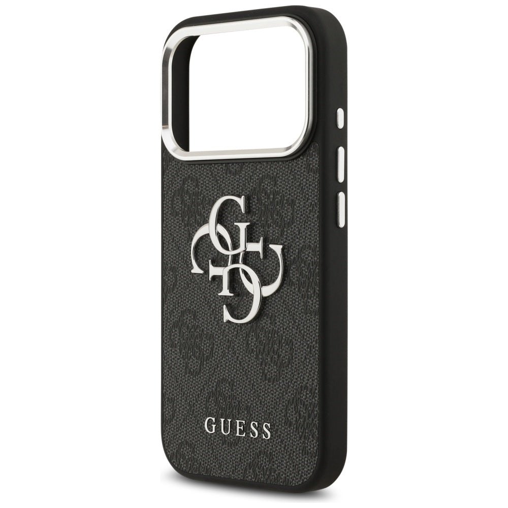 Etui til Apple iPhone 17 Pro, Guess, Big 4G Logo Classic, Sort Sølvfarvet