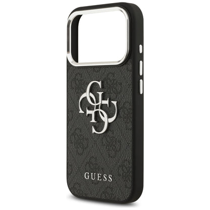 Etui til Apple iPhone 17 Pro, Guess, Big 4G Logo Classic, Sort Sølvfarvet