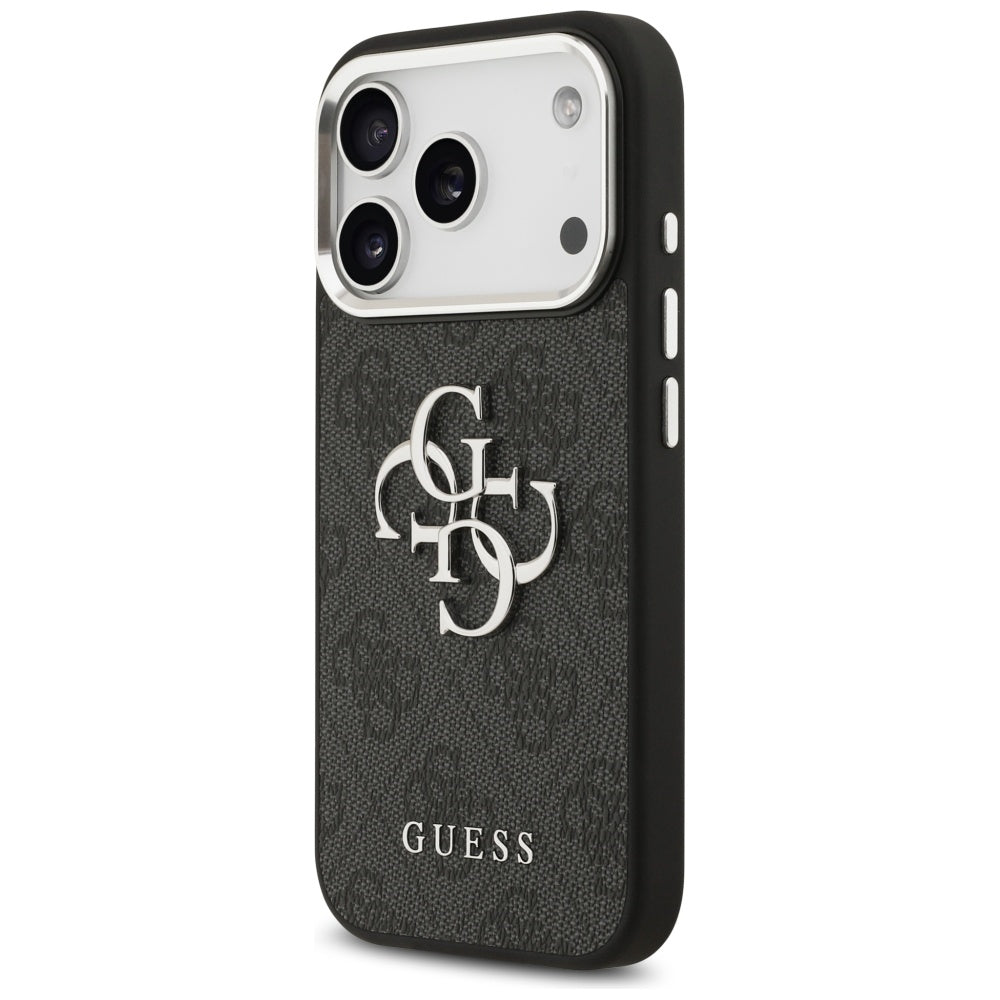 Etui til Apple iPhone 17 Pro, Guess, Big 4G Logo Classic, Sort Sølvfarvet