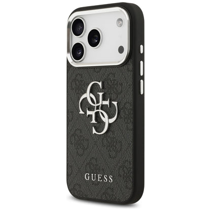 Etui til Apple iPhone 17 Pro, Guess, Big 4G Logo Classic, Sort Sølvfarvet