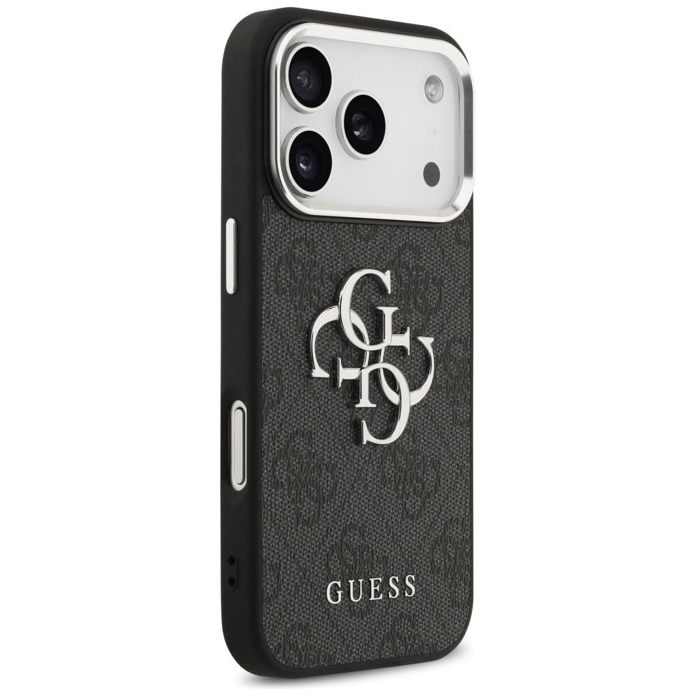Etui til Apple iPhone 17 Pro, Guess, Big 4G Logo Classic, Sort Sølvfarvet