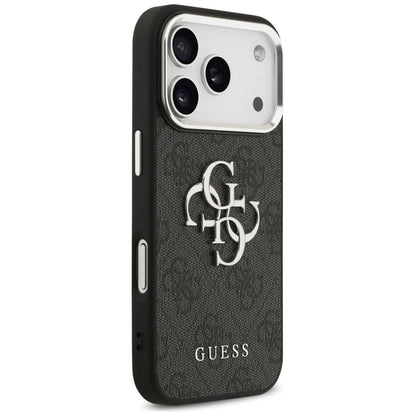 Etui til Apple iPhone 17 Pro, Guess, Big 4G Logo Classic, Sort Sølvfarvet