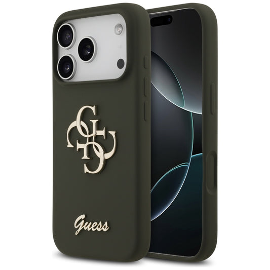Etui til Apple iPhone 17 Pro, Guess, Big 4G Script, Kaki