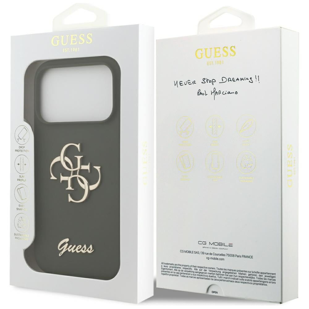 Etui til Apple iPhone 17 Pro, Guess, Big 4G Script, Kaki