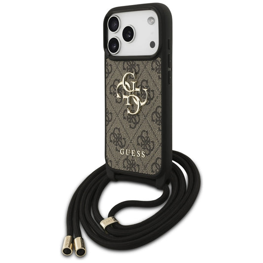 Etui til Apple iPhone 17 Pro, Guess, Crossbody Cord 4G Big Log, Brun