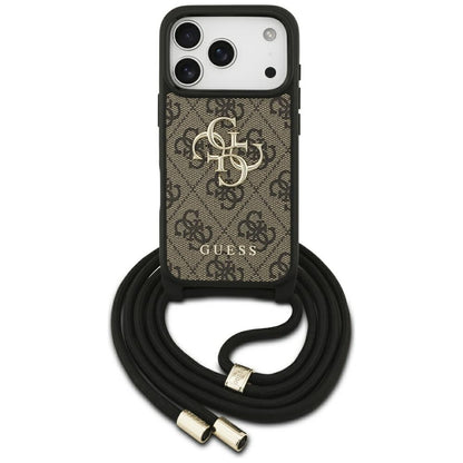 Etui til Apple iPhone 17 Pro, Guess, Crossbody Cord 4G Big Log, Brun