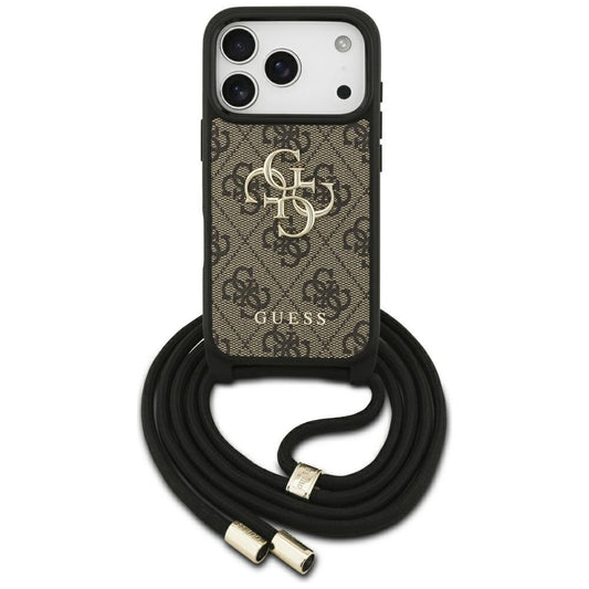 Etui til Apple iPhone 17 Pro, Guess, Crossbody Cord 4G Big Log, Brun